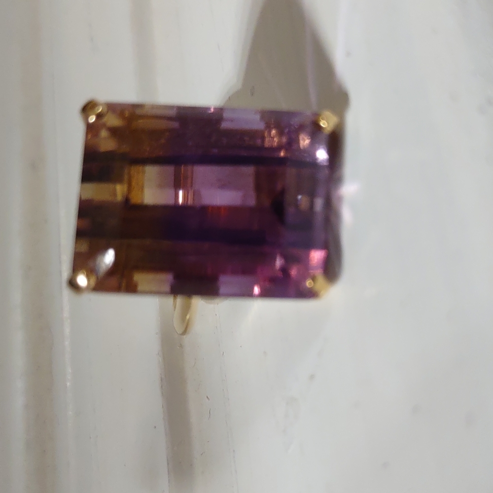 Ametrine ring 14kt yellow gold Large Statement Ring - Picture 5 of 17